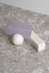 Marble Round Placecard Holder - White