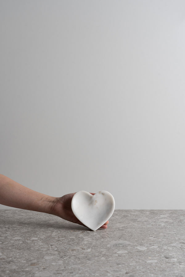 Heart Shaped Small Bowl - White Marble