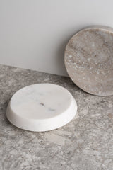 Marble Round Soap Dish - White