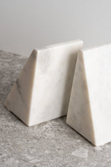 Set of 2 Marble Bookends - White