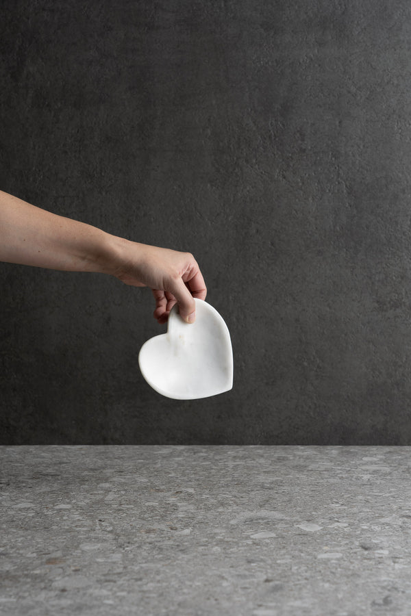 Heart Shaped Small Bowl - White Marble